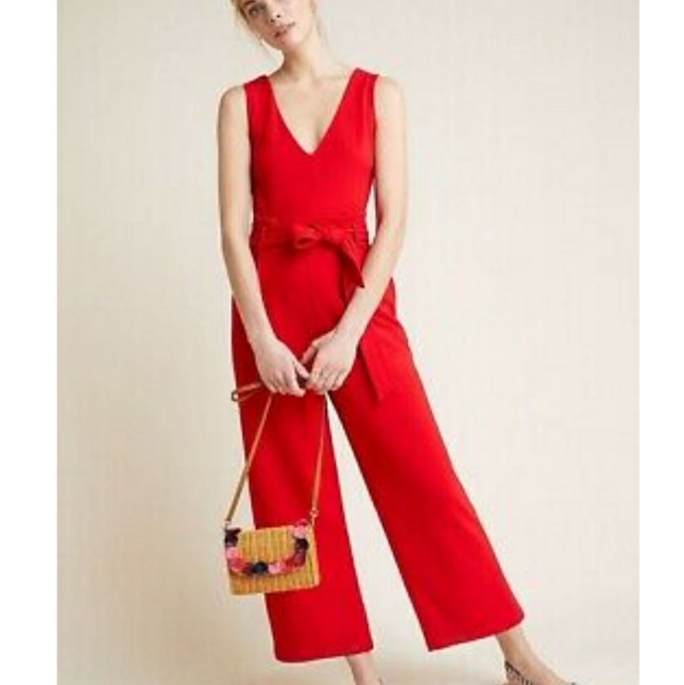 Anthropologie Red Jumpsuit